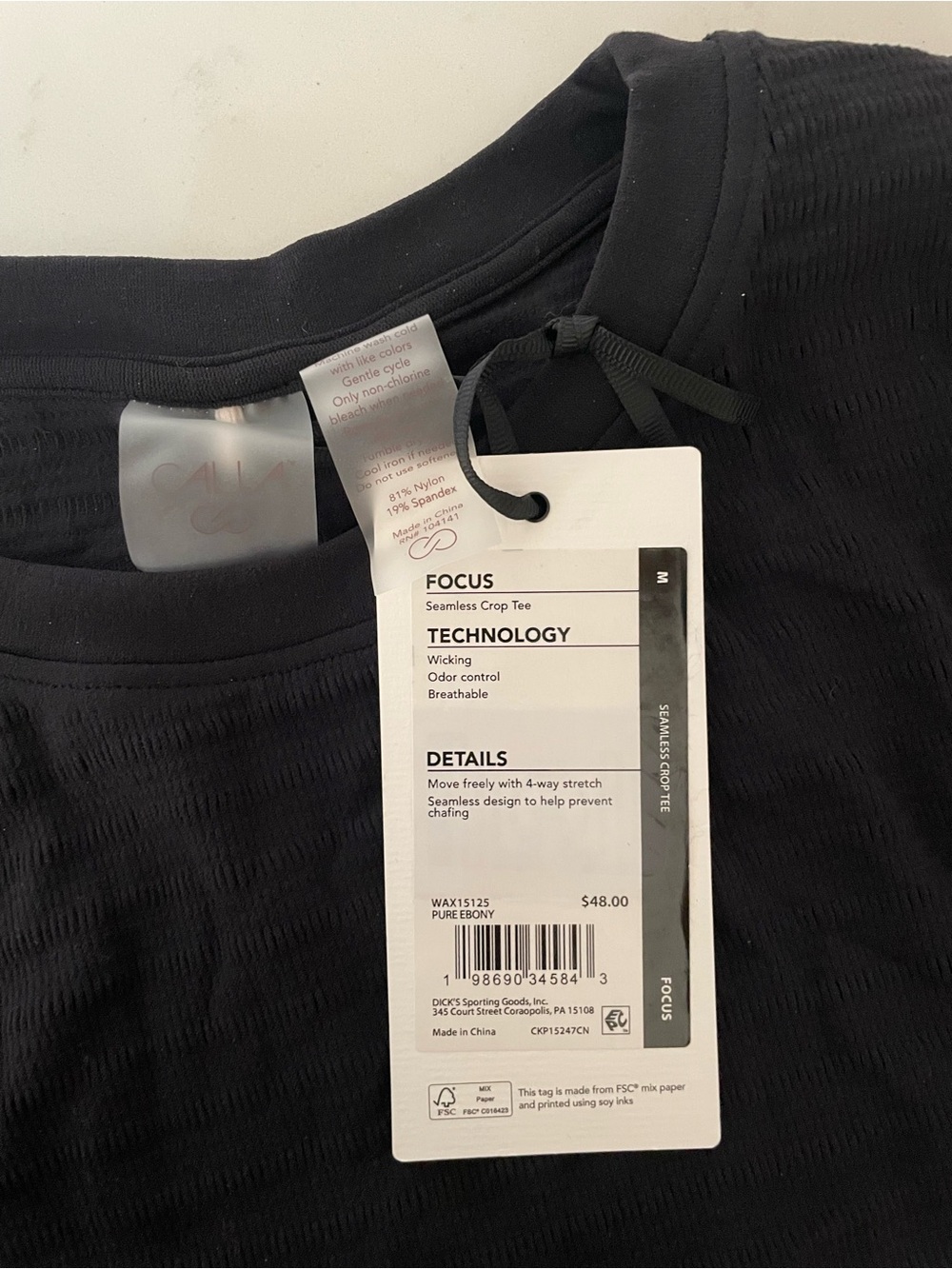 Calla Seamless Crop Tee - Black
